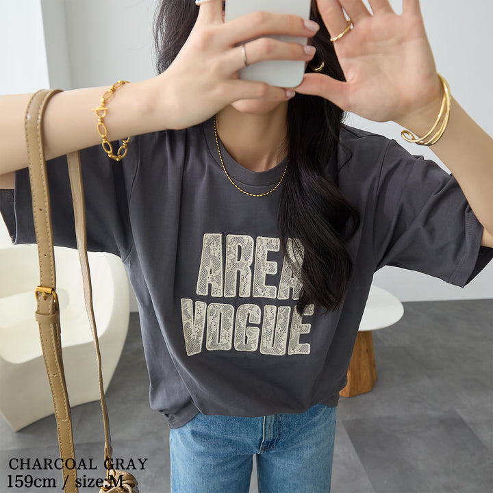 <span>【クーポンで2999円！】</span>【Tシャツ/カットソー】『レースなロゴT』 レースロゴTシャツ