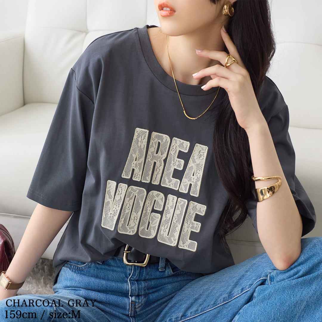 <span>【クーポンで2999円！】</span>【Tシャツ/カットソー】『レースなロゴT』 レースロゴTシャツ