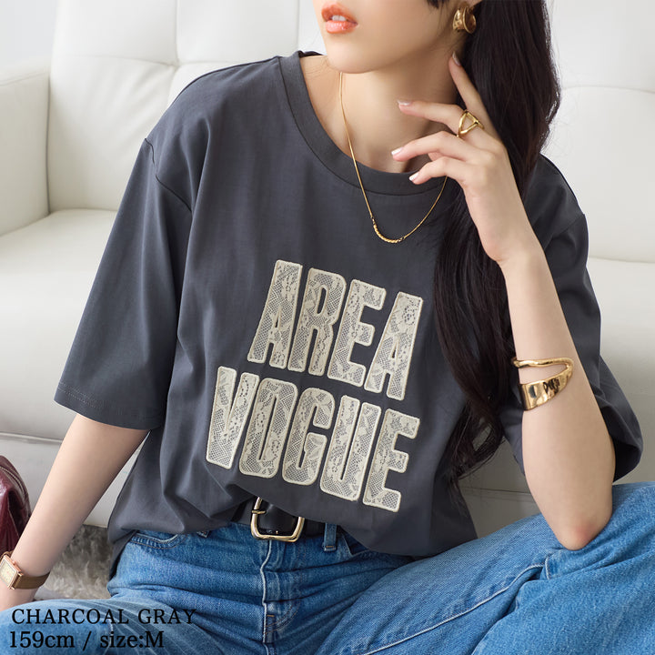 <span>【クーポンで2999円！】</span>【Tシャツ/カットソー】『レースなロゴT』 レースロゴTシャツ