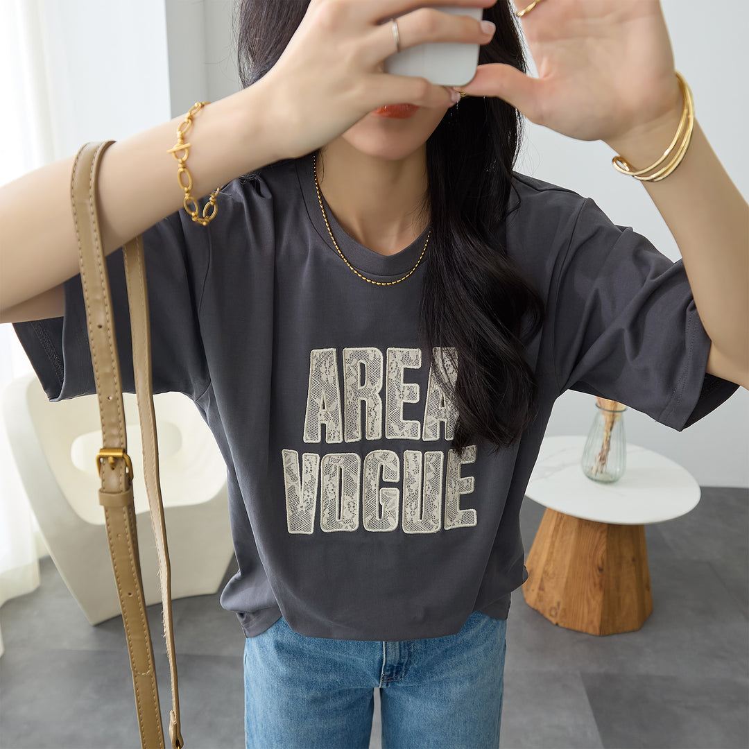 <span>【クーポンで2999円！】</span>【Tシャツ/カットソー】『レースなロゴT』 レースロゴTシャツ