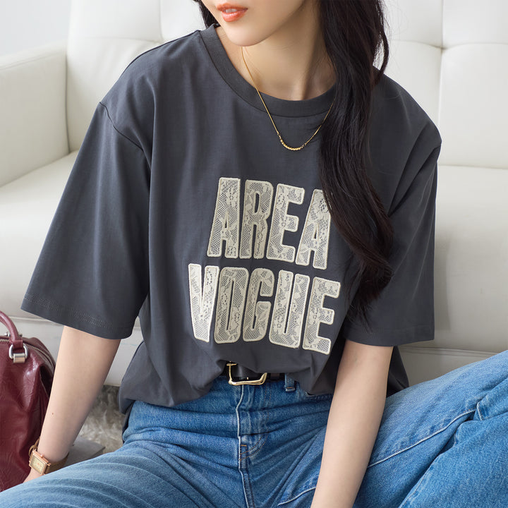 <span>【クーポンで2999円！】</span>【Tシャツ/カットソー】『レースなロゴT』 レースロゴTシャツ
