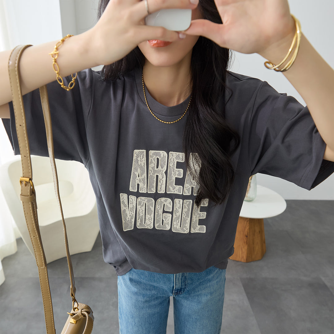 <span>【クーポンで2999円！】</span>【Tシャツ/カットソー】『レースなロゴT』 レースロゴTシャツ