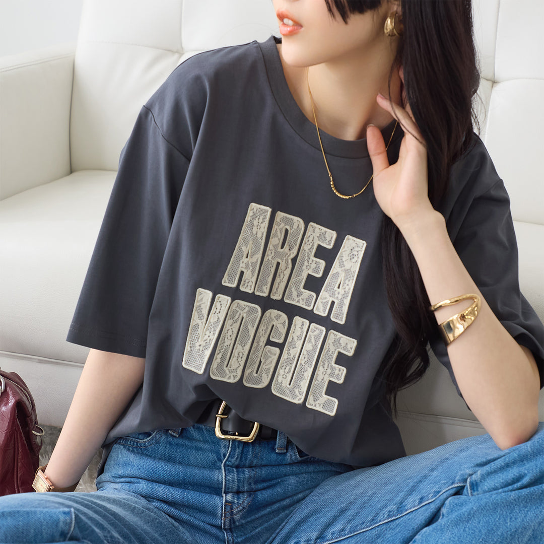<span>【クーポンで2999円！】</span>【Tシャツ/カットソー】『レースなロゴT』 レースロゴTシャツ