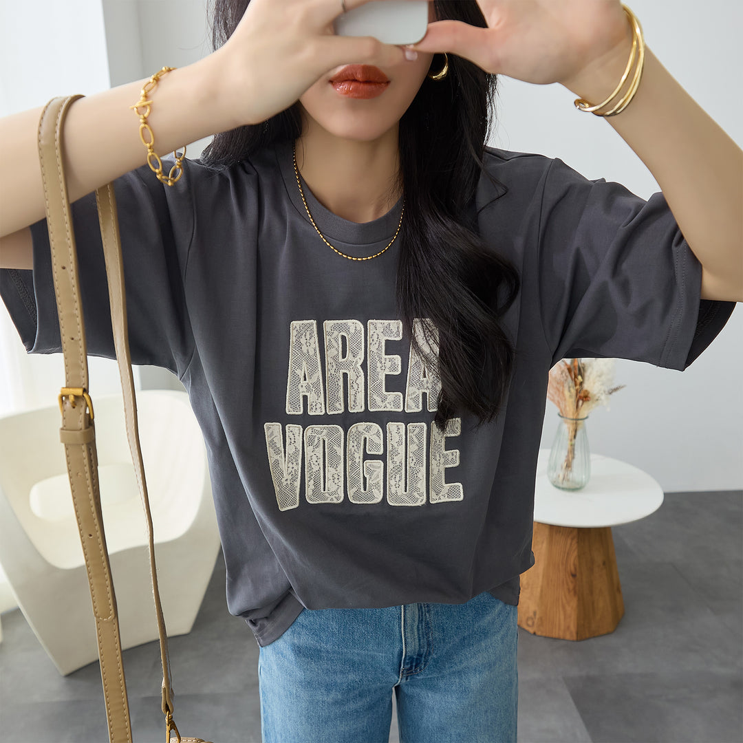 <span>【クーポンで2999円！】</span>【Tシャツ/カットソー】『レースなロゴT』 レースロゴTシャツ