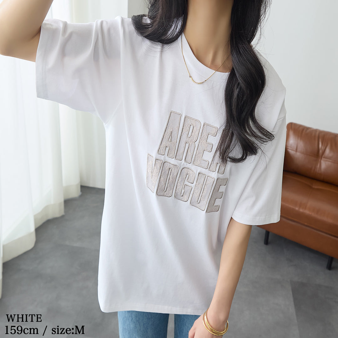 <span>【クーポンで2999円！】</span>【Tシャツ/カットソー】『レースなロゴT』 レースロゴTシャツ