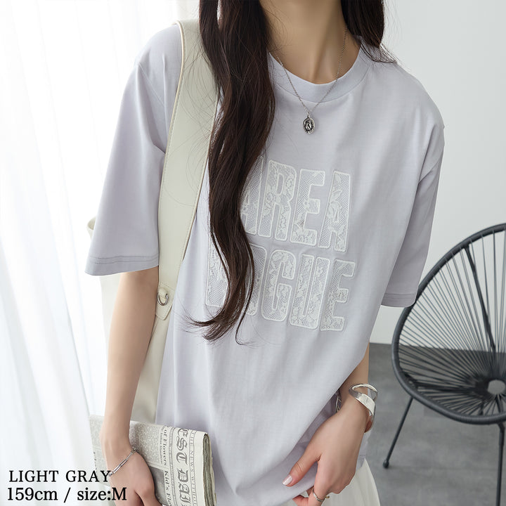 <span>【クーポンで2999円！】</span>【Tシャツ/カットソー】『レースなロゴT』 レースロゴTシャツ