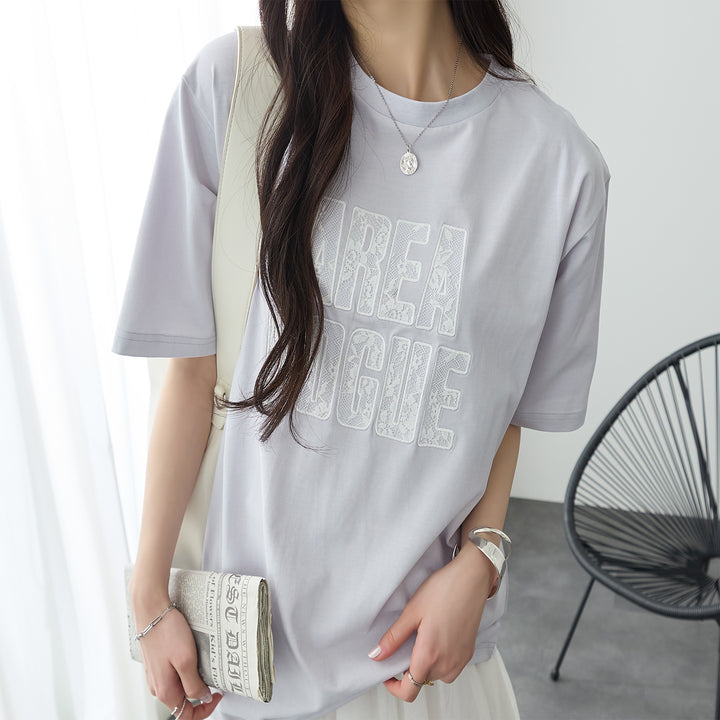 <span>【クーポンで2999円！】</span>【Tシャツ/カットソー】『レースなロゴT』 レースロゴTシャツ