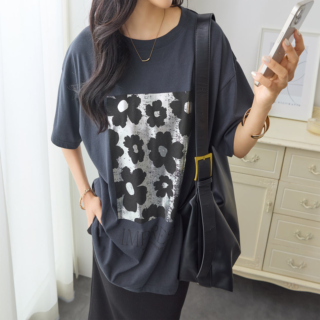 <span>【クーポンで2999円！】</span>【Tシャツ/カットソー】『夏映え箔プリント』 箔プリントTシャツ