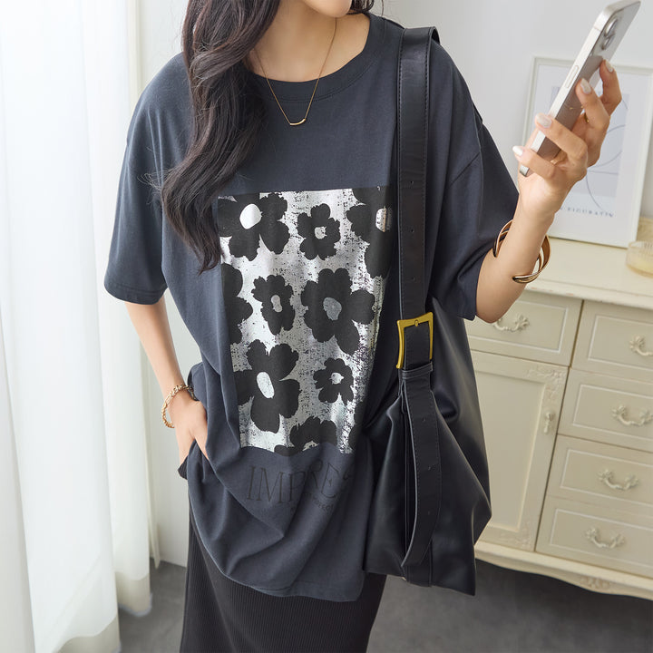 <span>【クーポンで2999円！】</span>【Tシャツ/カットソー】『夏映え箔プリント』 箔プリントTシャツ