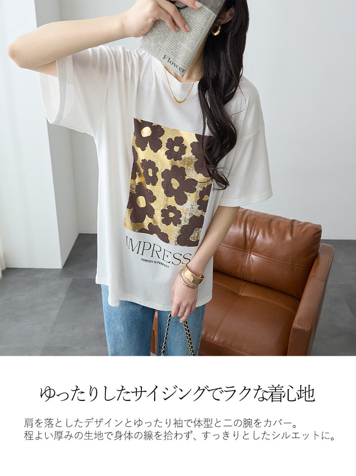 <span>【クーポンで2999円！】</span>【Tシャツ/カットソー】『夏映え箔プリント』 箔プリントTシャツ