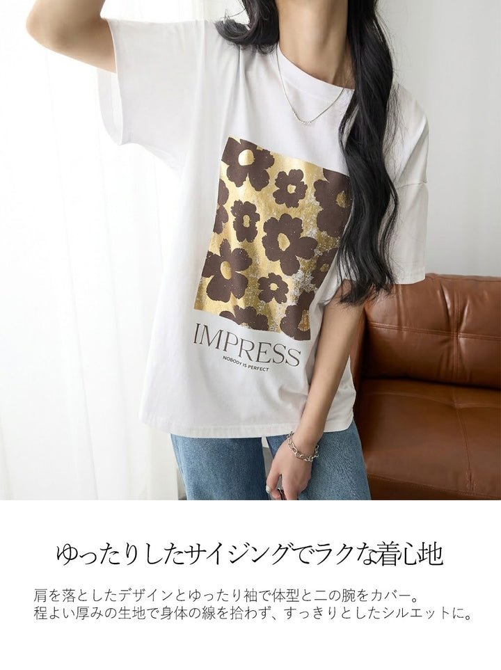 <span>【クーポンで2999円！】</span>【Tシャツ/カットソー】『夏映え箔プリント』 箔プリントTシャツ