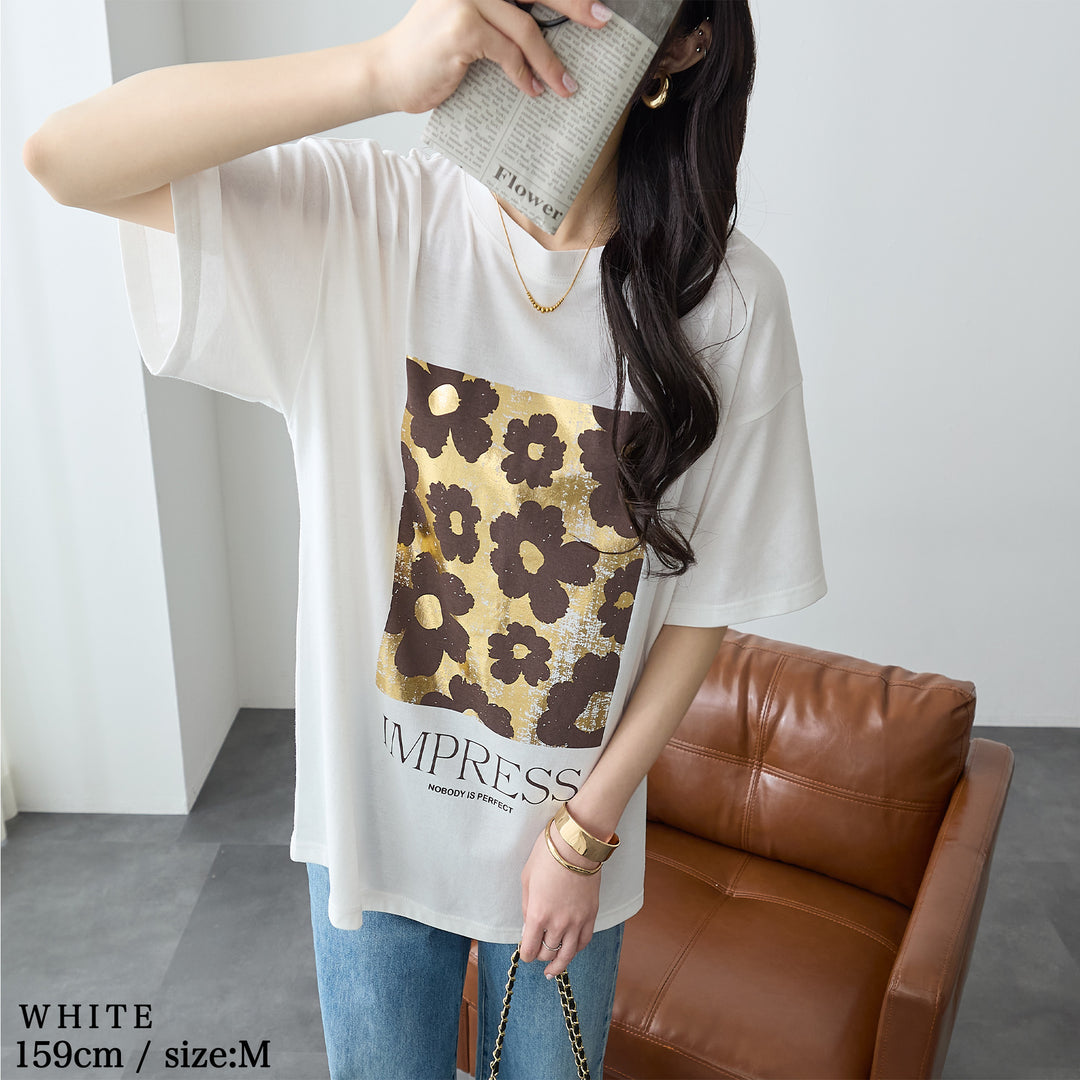 <span>【クーポンで2999円！】</span>【Tシャツ/カットソー】『夏映え箔プリント』 箔プリントTシャツ