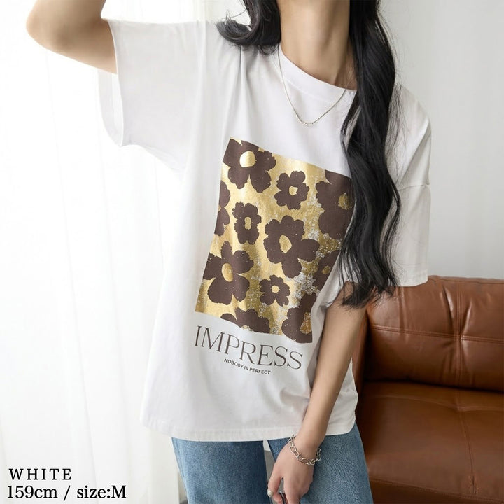 <span>【クーポンで2999円！】</span>【Tシャツ/カットソー】『夏映え箔プリント』 箔プリントTシャツ