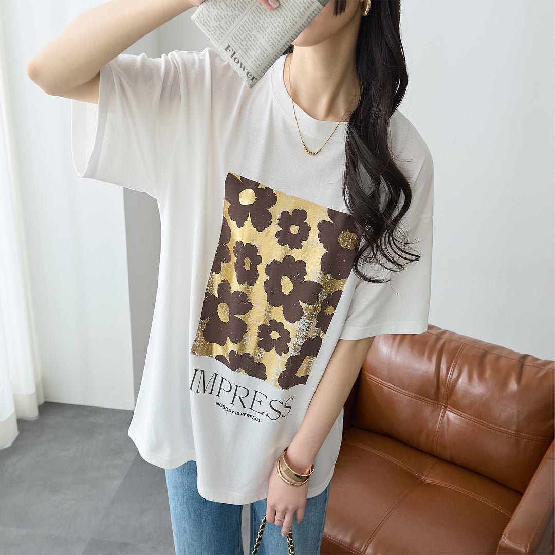 <span>【クーポンで2999円！】</span>【Tシャツ/カットソー】『夏映え箔プリント』 箔プリントTシャツ