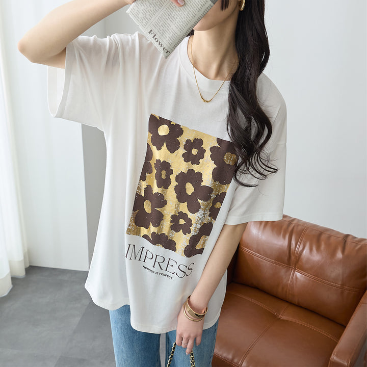 <span>【クーポンで2999円！】</span>【Tシャツ/カットソー】『夏映え箔プリント』 箔プリントTシャツ