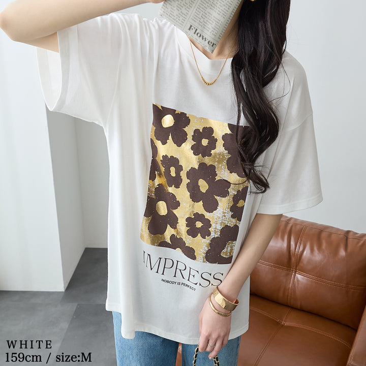<span>【クーポンで2999円！】</span>【Tシャツ/カットソー】『夏映え箔プリント』 箔プリントTシャツ