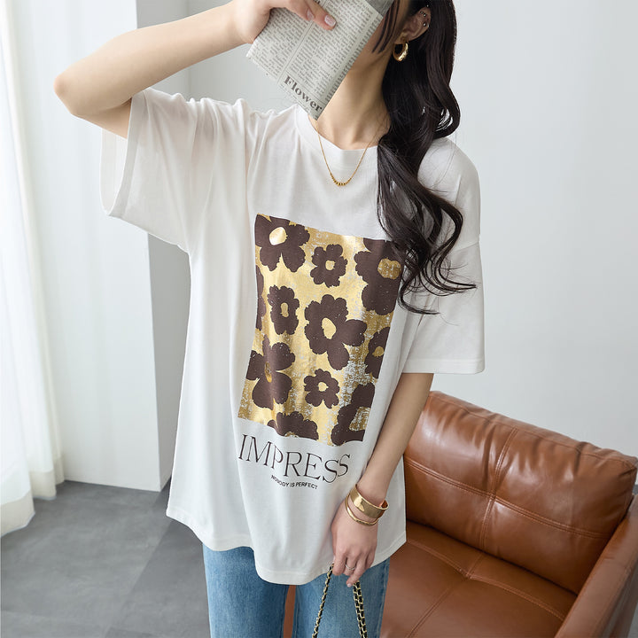 <span>【クーポンで2999円！】</span>【Tシャツ/カットソー】『夏映え箔プリント』 箔プリントTシャツ