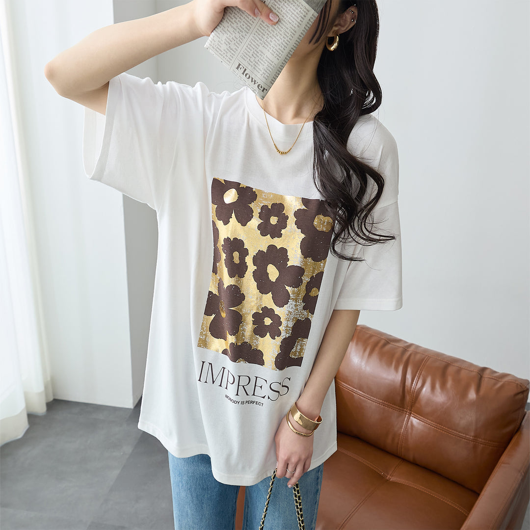 <span>【クーポンで2999円！】</span>【Tシャツ/カットソー】『夏映え箔プリント』 箔プリントTシャツ