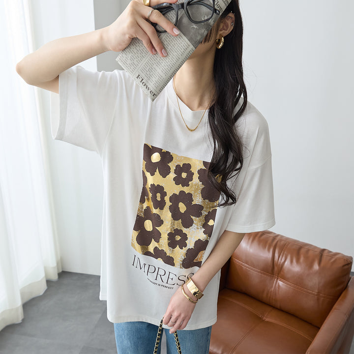 <span>【クーポンで2999円！】</span>【Tシャツ/カットソー】『夏映え箔プリント』 箔プリントTシャツ