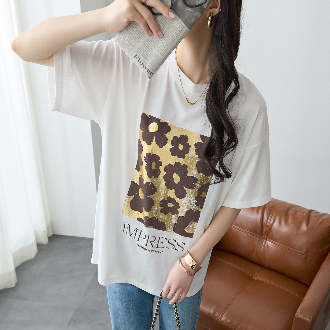 <span>【クーポンで2999円！】</span>【Tシャツ/カットソー】『夏映え箔プリント』 箔プリントTシャツ