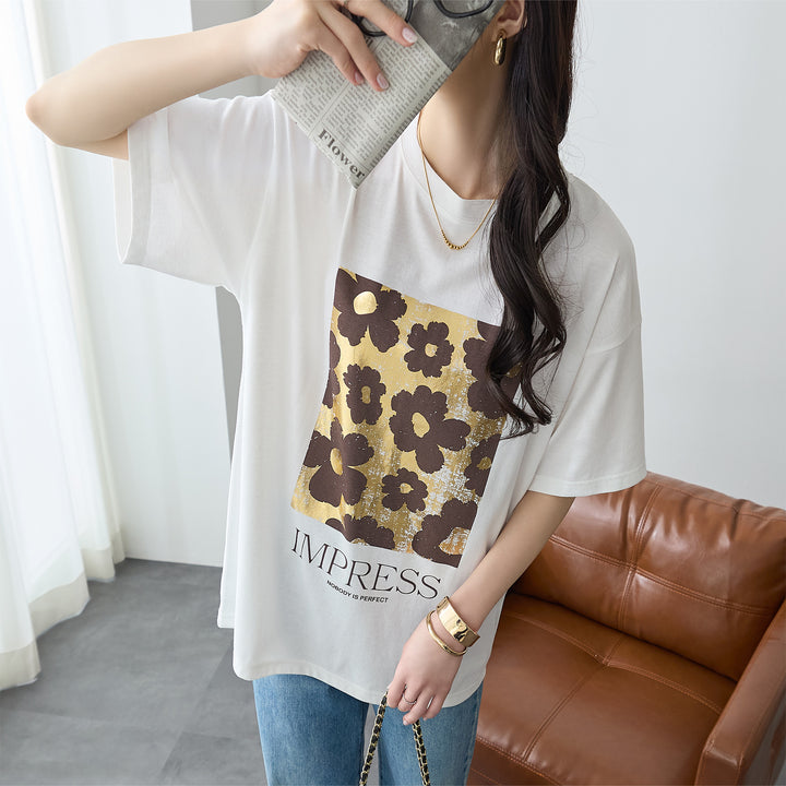 <span>【クーポンで2999円！】</span>【Tシャツ/カットソー】『夏映え箔プリント』 箔プリントTシャツ