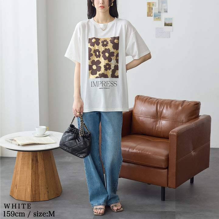 <span>【クーポンで2999円！】</span>【Tシャツ/カットソー】『夏映え箔プリント』 箔プリントTシャツ