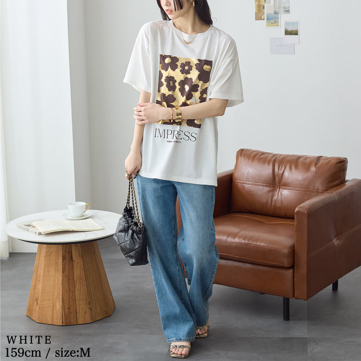 <span>【クーポンで2999円！】</span>【Tシャツ/カットソー】『夏映え箔プリント』 箔プリントTシャツ