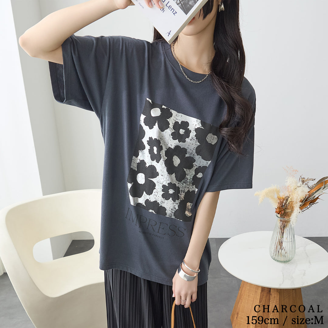 <span>【クーポンで2999円！】</span>【Tシャツ/カットソー】『夏映え箔プリント』 箔プリントTシャツ