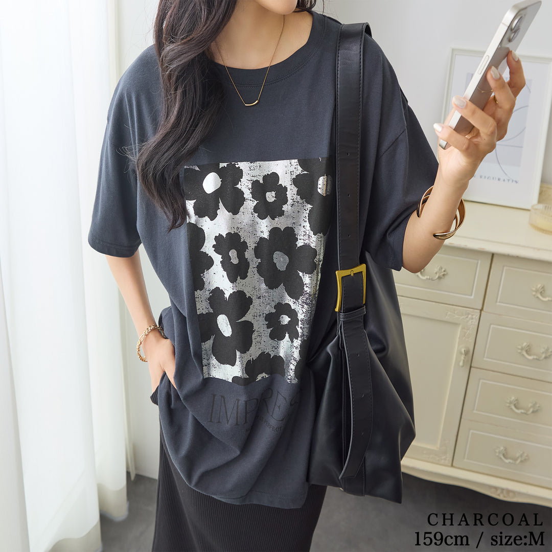 <span>【クーポンで2999円！】</span>【Tシャツ/カットソー】『夏映え箔プリント』 箔プリントTシャツ