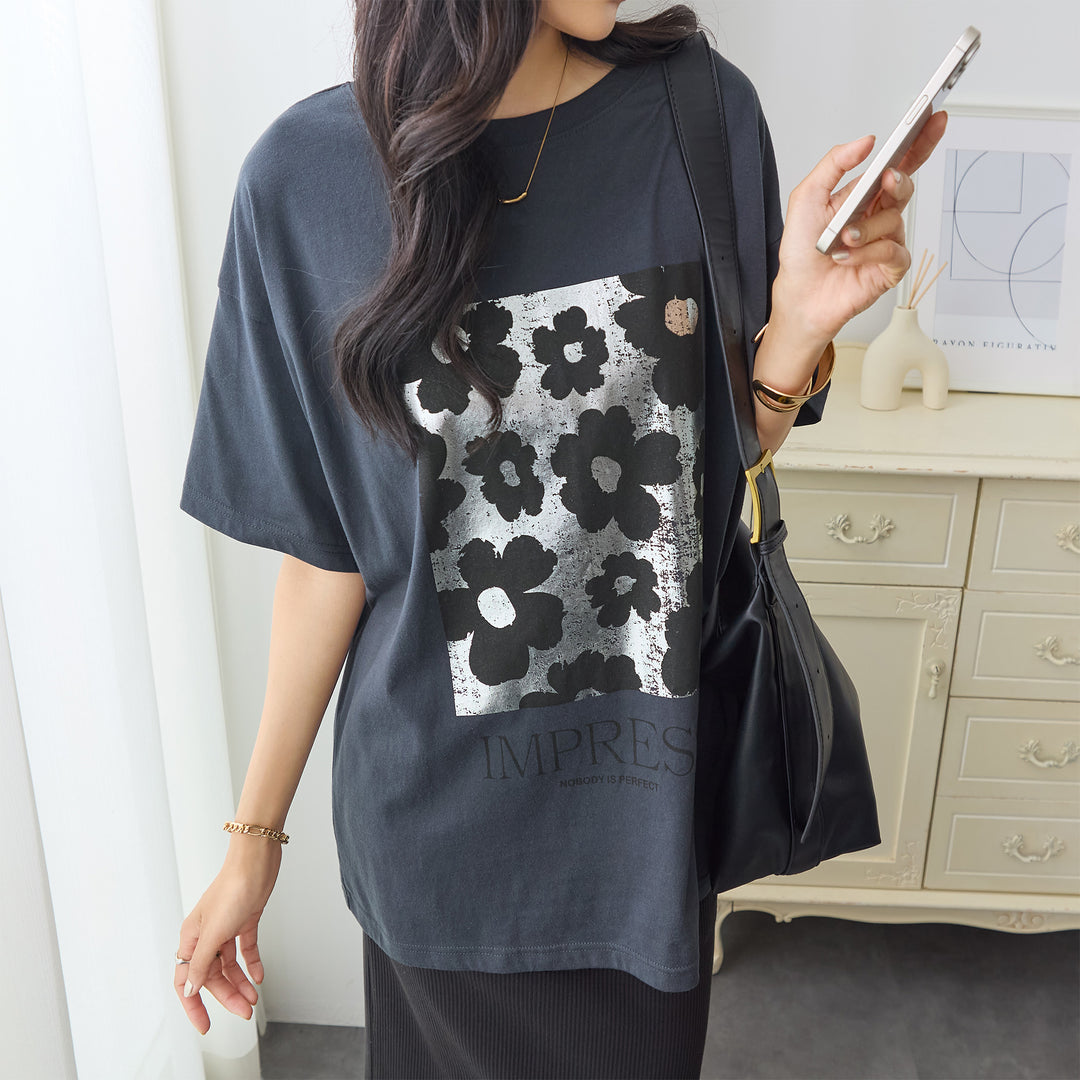 <span>【クーポンで2999円！】</span>【Tシャツ/カットソー】『夏映え箔プリント』 箔プリントTシャツ
