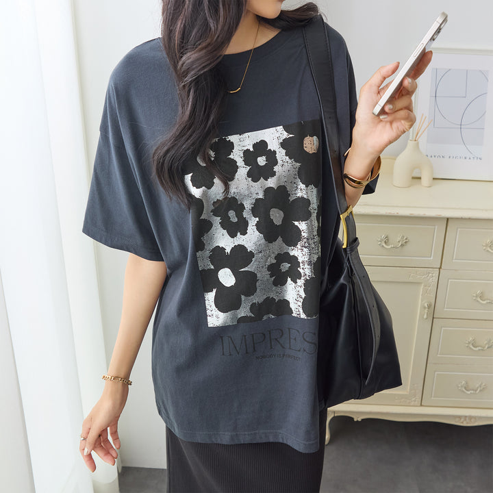 <span>【クーポンで2999円！】</span>【Tシャツ/カットソー】『夏映え箔プリント』 箔プリントTシャツ