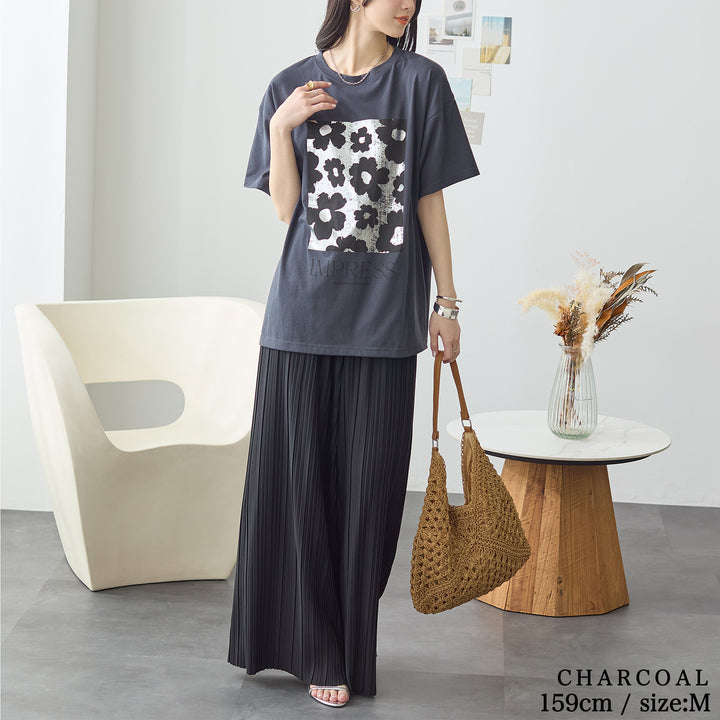 <span>【クーポンで2999円！】</span>【Tシャツ/カットソー】『夏映え箔プリント』 箔プリントTシャツ