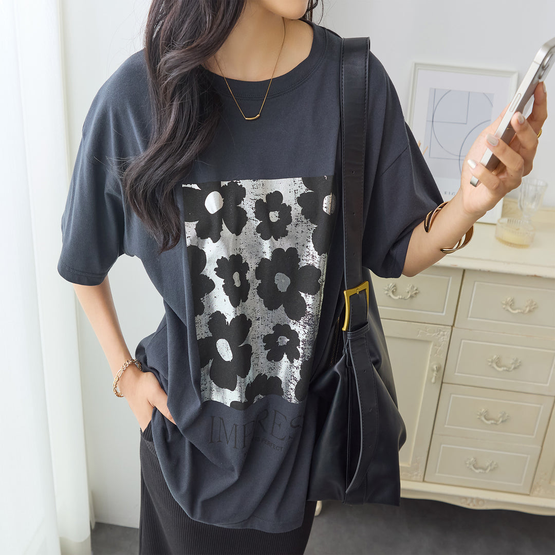 <span>【クーポンで2999円！】</span>【Tシャツ/カットソー】『夏映え箔プリント』 箔プリントTシャツ