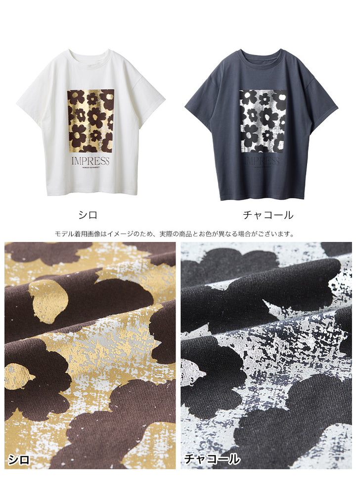 <span>【クーポンで2999円！】</span>【Tシャツ/カットソー】『夏映え箔プリント』 箔プリントTシャツ