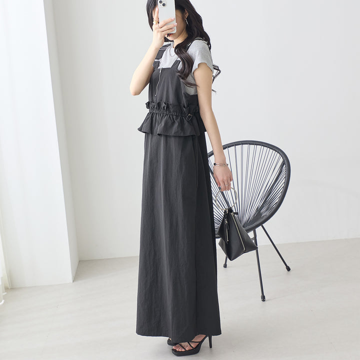 <span>【クーポンで3999円！】</span>【ワンピース】『甘めペプラムJSK』 ジッパー使いペプラムジャンスカ