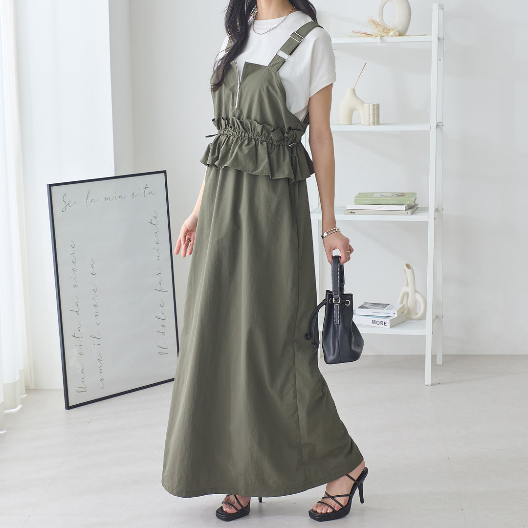 <span>【クーポンで3999円！】</span>【ワンピース】『甘めペプラムJSK』 ジッパー使いペプラムジャンスカ