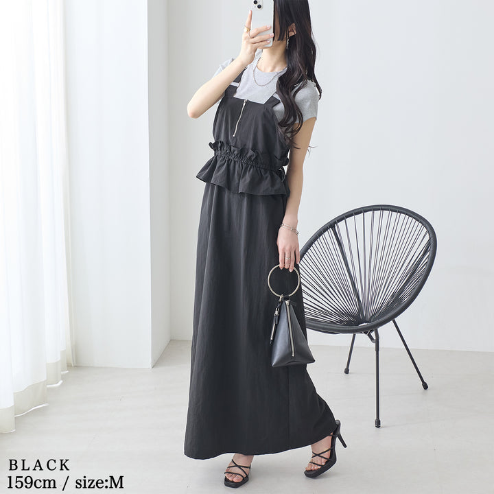 <span>【クーポンで3999円！】</span>【ワンピース】『甘めペプラムJSK』 ジッパー使いペプラムジャンスカ