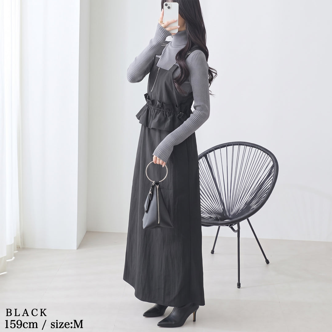 <span>【クーポンで3999円！】</span>【ワンピース】『甘めペプラムJSK』 ジッパー使いペプラムジャンスカ