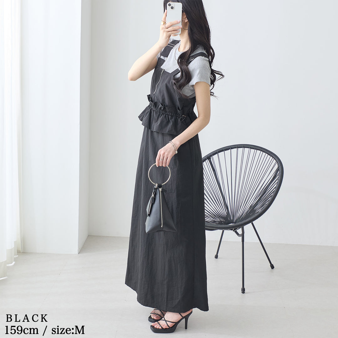 <span>【クーポンで3999円！】</span>【ワンピース】『甘めペプラムJSK』 ジッパー使いペプラムジャンスカ
