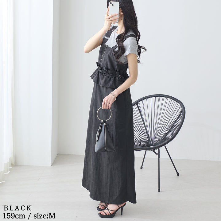 <span>【クーポンで3999円！】</span>【ワンピース】『甘めペプラムJSK』 ジッパー使いペプラムジャンスカ