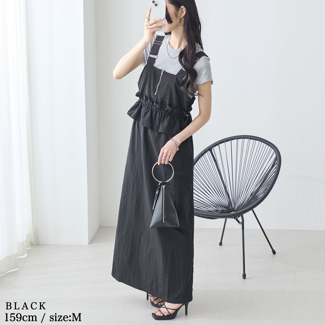 <span>【クーポンで3999円！】</span>【ワンピース】『甘めペプラムJSK』 ジッパー使いペプラムジャンスカ