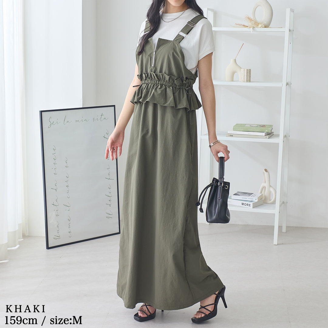 <span>【クーポンで3999円！】</span>【ワンピース】『甘めペプラムJSK』 ジッパー使いペプラムジャンスカ