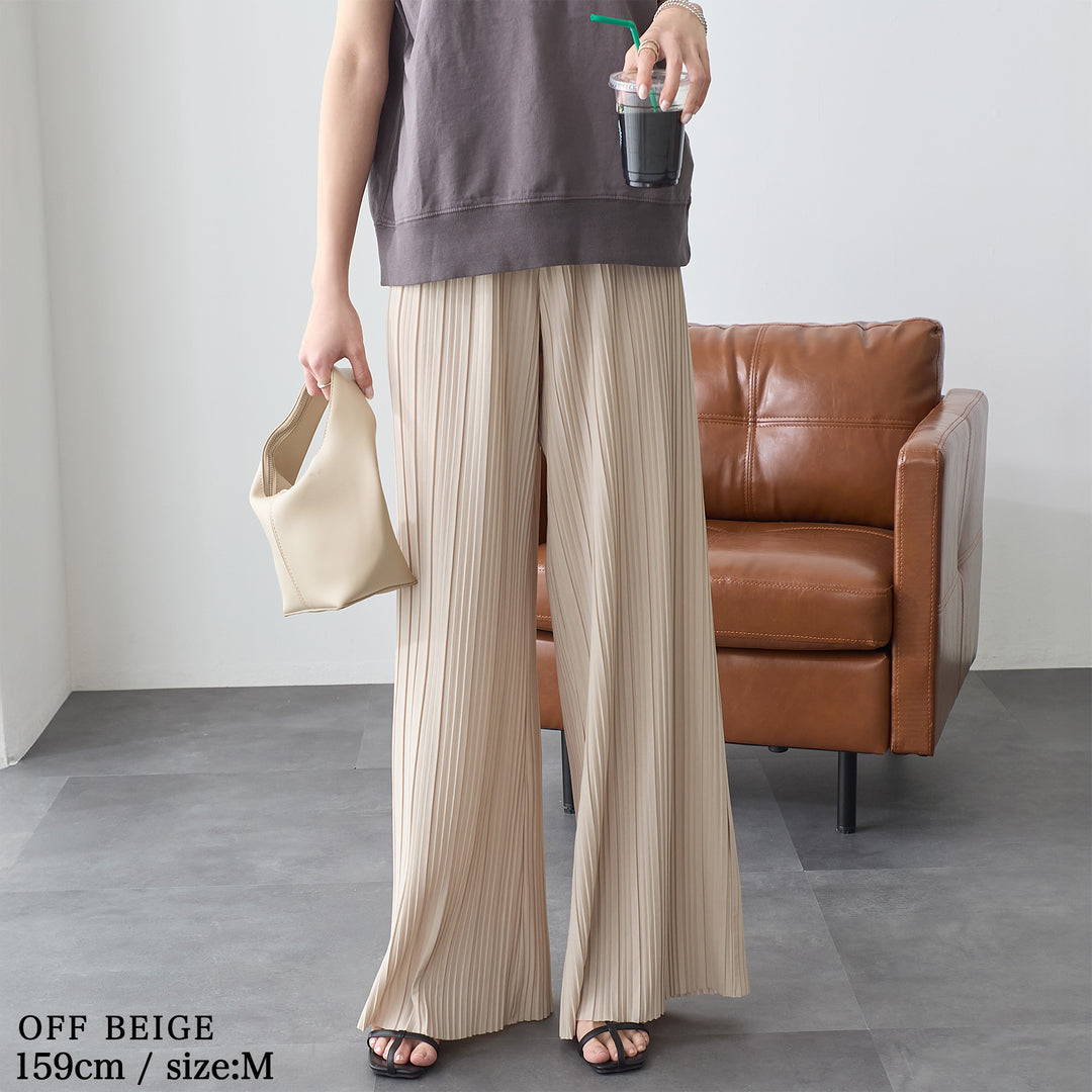 <span>【クーポンで2999円！】</span>【ボトムス】『活躍プリーツパンツ』 ランダムプリーツパンツ