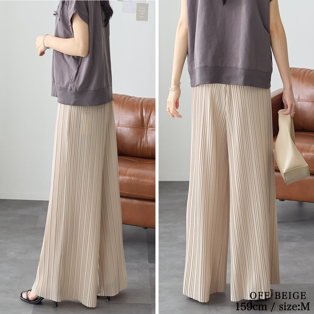 <span>【クーポンで2999円！】</span>【ボトムス】『活躍プリーツパンツ』 ランダムプリーツパンツ