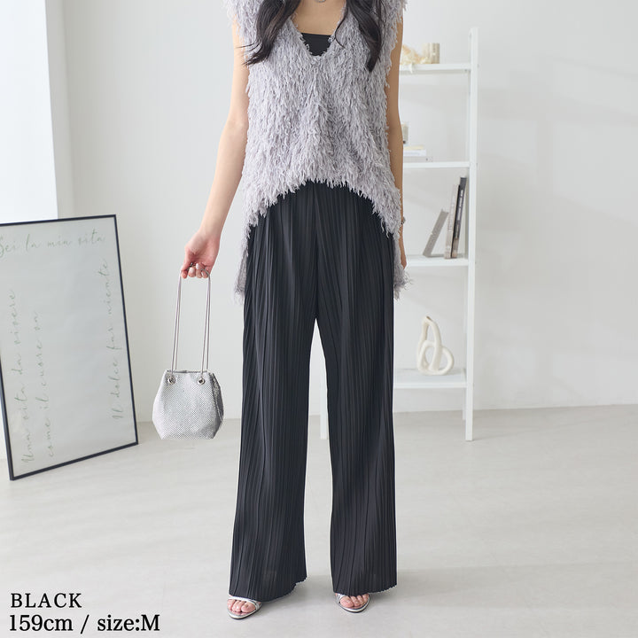 <span>【クーポンで2999円！】</span>【ボトムス】『活躍プリーツパンツ』 ランダムプリーツパンツ