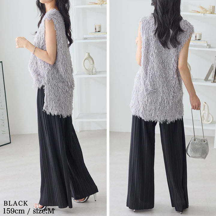 <span>【クーポンで2999円！】</span>【ボトムス】『活躍プリーツパンツ』 ランダムプリーツパンツ